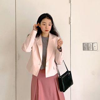 Peak-lapel Cotton Short Blazer