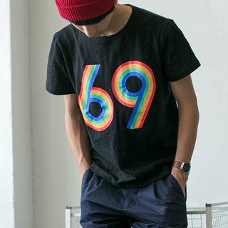 69 Rainbow Color Print Short-sleeve Tee