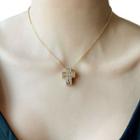 Rhinestone Crisscross Necklace Gold - One Size