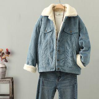 Fleece-lined Corduroy Button-up Jacket