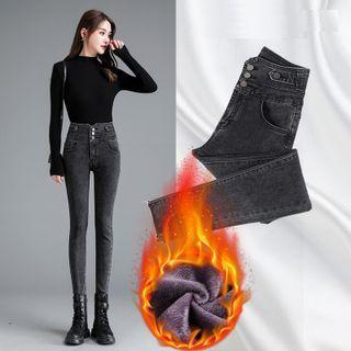 High-waist Fleece Lined Skinny Jeans