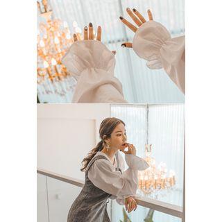 Square-neck Bell-sleeve Top (2 Designs)