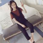 Set: Short-sleeve T-shirt + Plain Jumper Pants
