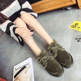 Furry Trim Lace-up Shoes