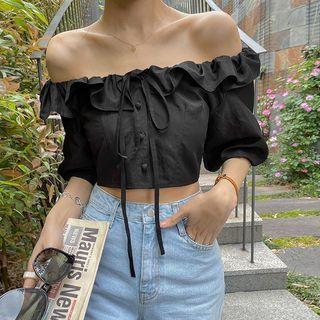 Frilled Off-shoulder Crop Blouse