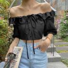 Frilled Off-shoulder Crop Blouse