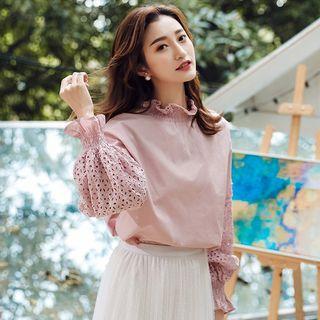 Puff Sleeve Mock-neck Blouse