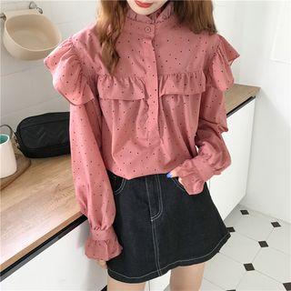 Long-sleeve Dots Chiffon Blouse