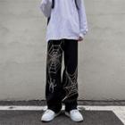 Spiderweb Embroidered Baggy Jeans