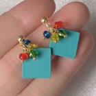 Square Drop Earring 1 Pair - A247 - Blue - One Size
