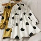 Sailor-collar Polka-dot Midi Dress