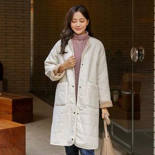 Round-neck Fleece-lined Padded Coat