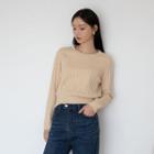 Round-neck Cropped Rib-knit Top