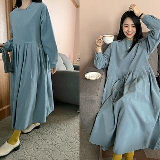 Pleated Corduroy Long Dress