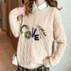 Letter Cable Knit Sweater