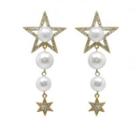 Faux-pearl Star Drop Earrings White - One Size