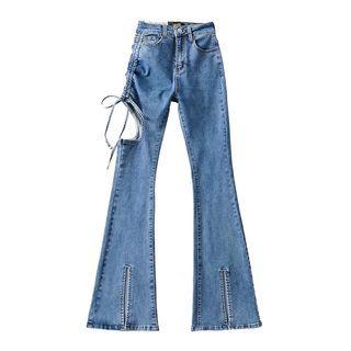 Mid Rise Cutout Flared Jeans