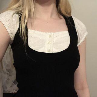 Plain Two Tone Short Sleeve Cropped Top