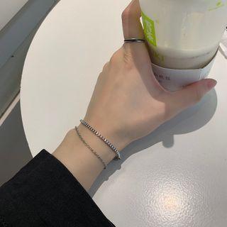 Set Of 2 : Alloy Bracelet (assorted Designs) 2pc - Silver - One Size