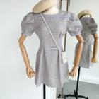 Short-sleeve Patterned A-line Dress Silver - One Size