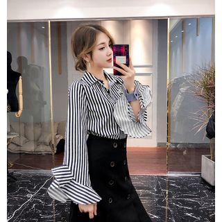 Striped Ruffle Cuff Shirt