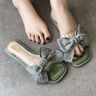 Ribbon Square-toe Flat Slide Sandals
