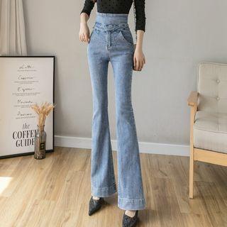 High-waist Straight-cut Boot-cut Jeans