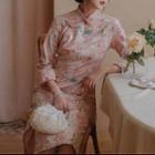 Embroidered Midi Qipao Dress