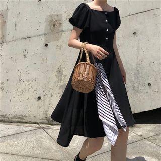 Balloon-sleeve Bow Back A-line Dress