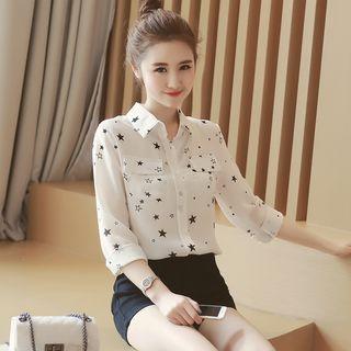 Star Long-sleeve Chiffon Blouse