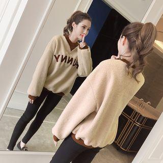 Contrast-trim Embroidery Pullover