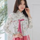 Long-sleeve Floral Hanbok Top
