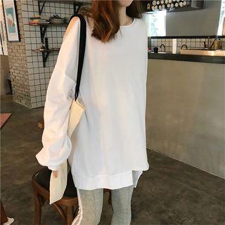 Long Sleeve Cut-out Shoulder Tee White - One Size