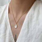 Freshwater Pearl Pendant Alloy Necklace Gold - One Size