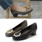 Genuine Leather Metal-trim Pumps