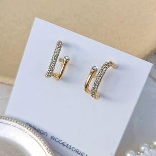 Rhinestone Earring 1 Pair - S925 Silver - Earring - As Shown In Figure - One Size