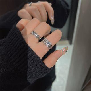 Rhinestone / Lettering Alloy Ring (various Designs) / Set