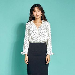 Geo Pattern Crepe Shirt