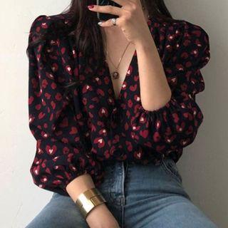 Heart Blouse Black - One Size