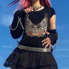 Wings Printed T Shirt With Chain Arm Sleeve