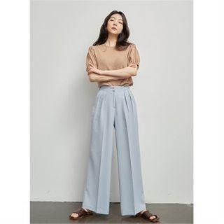 Pleated-front Dress Pants Light Blue - One Size