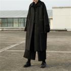 Contrast Stitching Single-breasted Coat Black - One Size