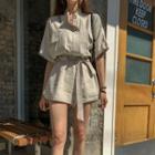 High-neck Military Playsuit