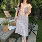 Short-sleeve Floral Sleep Dress Pink & White - One Size