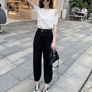 Set: Cold-shoulder T-shirt + Harem Pants