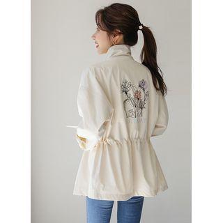 Flap Flower-printed Safari Jacket