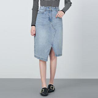 Midi Slit Denim Skirt
