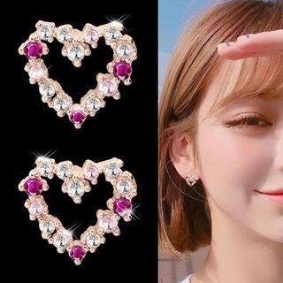 Rhinestone Heart Earring 01 - One Size