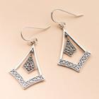 Embossed Sterling Silver Dangle Earring 1 Pair - S925 Silver - Silver - One Size
