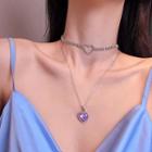 Rhinestone Pendant Layered Choker Necklace A603 - As Shown In Figure - One Size